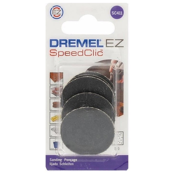 Disques de Ponçage DREMEL S411 EZ SpeedClic - Lot de 6 (Grain 60, Ø 30mm)