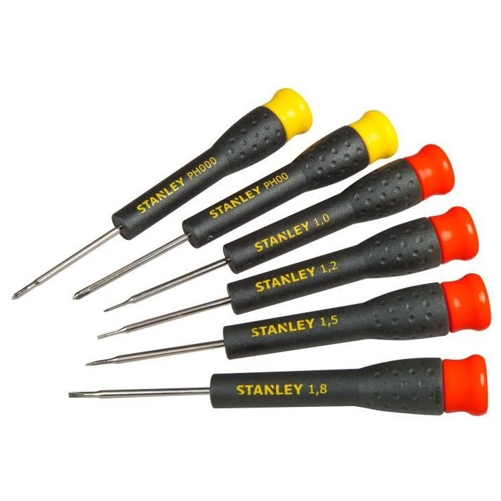 Jeu de 6 Micro Tournevis - STANLEY - STHT0-62631 - 4 Fente + 2 Phillips Jeu de 6 Micro Tournevis - STANLEY - STHT0-62631 - 4 Fente + 2 Phillips