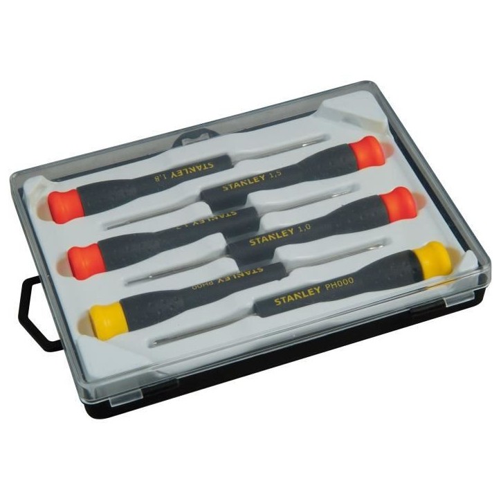 Jeu de 6 Micro Tournevis - STANLEY - STHT0-62631 - 4 Fente + 2 Phillips Jeu de 6 Micro Tournevis - STANLEY - STHT0-62631 - 4 Fente + 2 Phillips