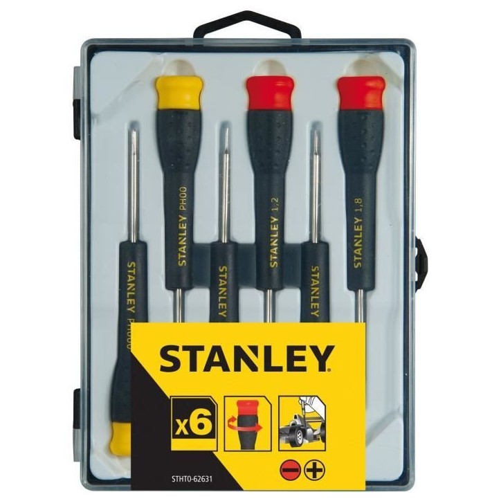 Jeu de 6 Micro Tournevis - STANLEY - STHT0-62631 - 4 Fente + 2 Phillips Jeu de 6 Micro Tournevis - STANLEY - STHT0-62631 - 4 Fente + 2 Phillips