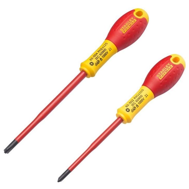 Jeu de 2 Tournevis - STANLEY FATMAX - FMHT0-62648 - Isolés 1000V - PH1X100 + PH2X125 Jeu de 2 Tournevis - STANLEY FATMAX - FMHT0-62648 - Isolés 1000V - PH1X100 + PH2X125