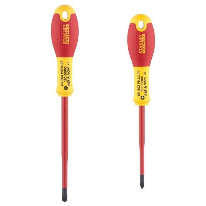 Jeu de 2 Tournevis - STANLEY FATMAX - FMHT0-62648 - Isolés 1000V - PH1X100 + PH2X125 Jeu de 2 Tournevis - STANLEY FATMAX - FMHT0-62648 - Isolés 1000V - PH1X100 + PH2X125