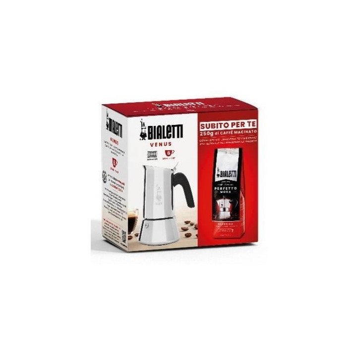 Cafetiere italienne Bialetti VENUS + 1 paquet de café Moka Classico 250 g - capacité 6 tasses - Argent Cafetiere italienne Bialetti VENUS + 1 paquet de café Moka Classico 250 g - capacité 6 tasses - Argent