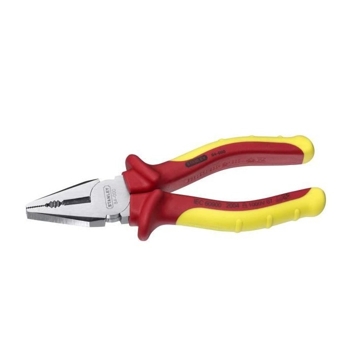 Pince universelle isolée - STANLEY - 0-84-000 - 160 mm - Rouge - Protection électrique Pince universelle isolée - STANLEY - 0-84-000 - 160 mm - Rouge - Protection électrique