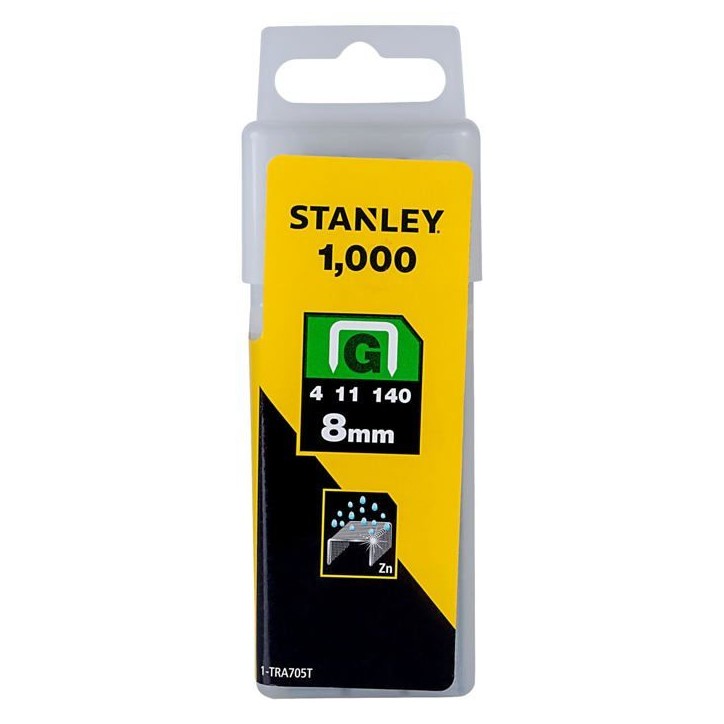 Agrafes 8 mm type G boîte de 1000 - STANLEY - 1-TRA705T Agrafes 8 mm type G boîte de 1000 - STANLEY - 1-TRA705T