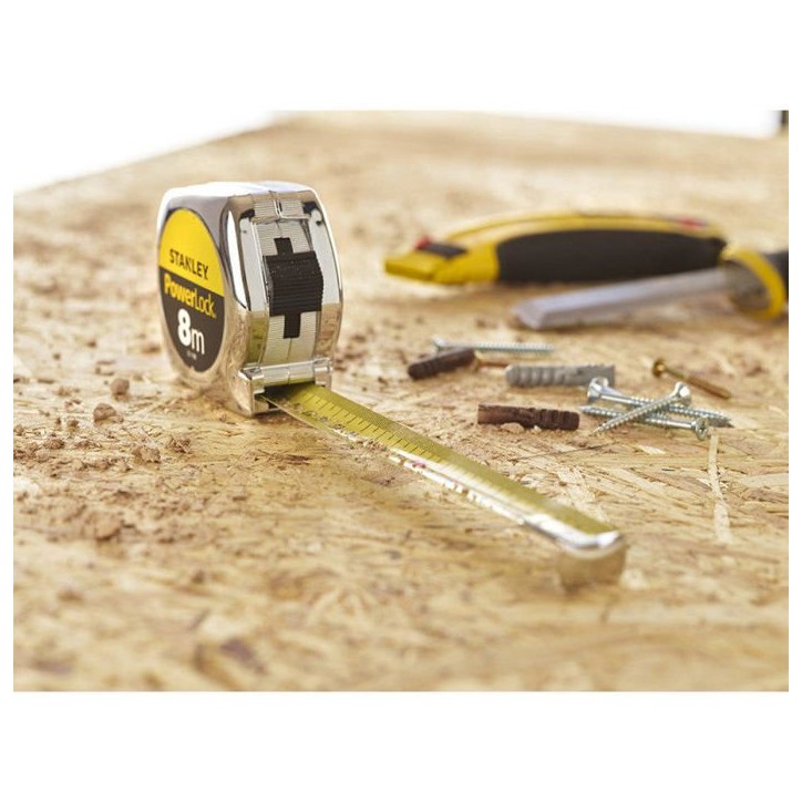 Metre ruban 8m x 25mm STANLEY - Powerlock Classic ABS - Revetement Mylar - Crochet 3 rivets Metre ruban 8m x 25mm STANLEY - Powerlock Classic ABS - Revetement Mylar - Crochet 3 rivets