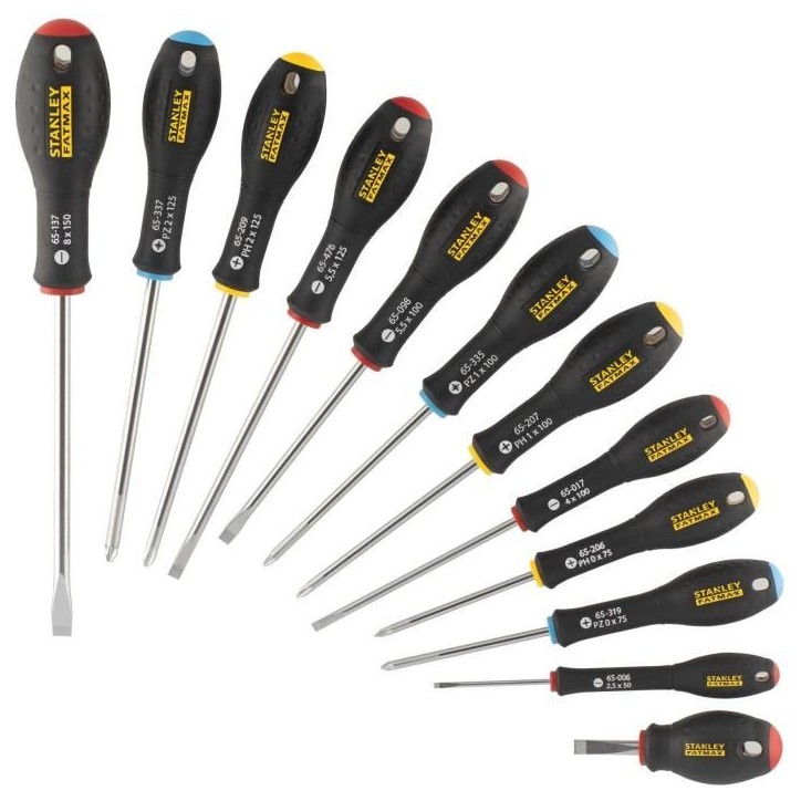 Jeu de 12 Tournevis - STANLEY FATMAX - FMHT65426-0 - Electricien + Mecanicien + Phillips + Pozidriv Jeu de 12 Tournevis - STANLEY FATMAX - FMHT65426-0 - Electricien + Mecanicien + Phillips + Pozidriv