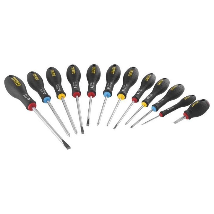 Jeu de 12 Tournevis - STANLEY FATMAX - FMHT65426-0 - Electricien + Mecanicien + Phillips + Pozidriv Jeu de 12 Tournevis - STANLEY FATMAX - FMHT65426-0 - Electricien + Mecanicien + Phillips + Pozidriv