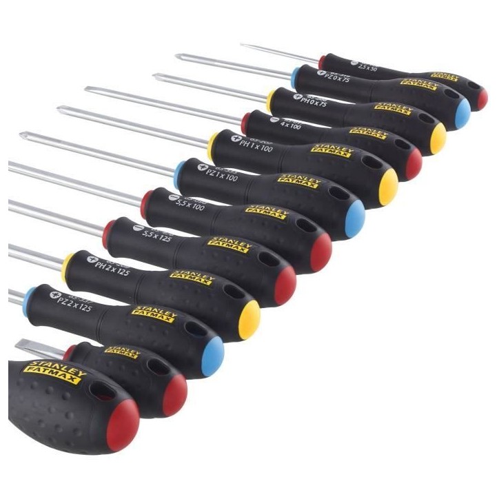 Jeu de 12 Tournevis - STANLEY FATMAX - FMHT65426-0 - Electricien + Mecanicien + Phillips + Pozidriv Jeu de 12 Tournevis - STANLEY FATMAX - FMHT65426-0 - Electricien + Mecanicien + Phillips + Pozidriv