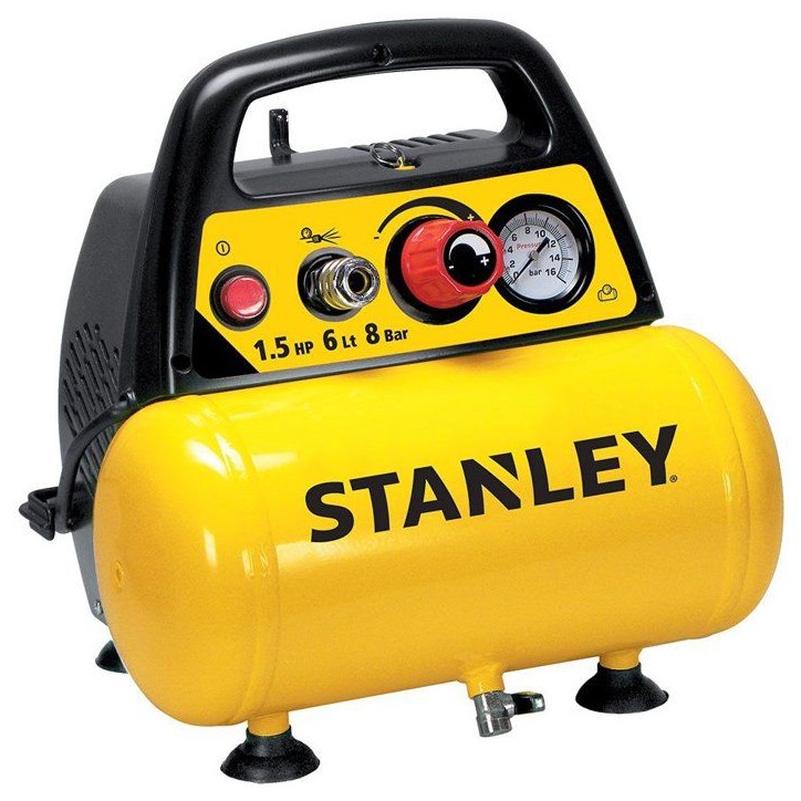 Compresseur - Horizontal - Stanley - Coax - 6 L - 1,5 HP - Tuyau + soufflette Compresseur - Horizontal - Stanley - Coax - 6 L - 1,5 HP - Tuyau + soufflette