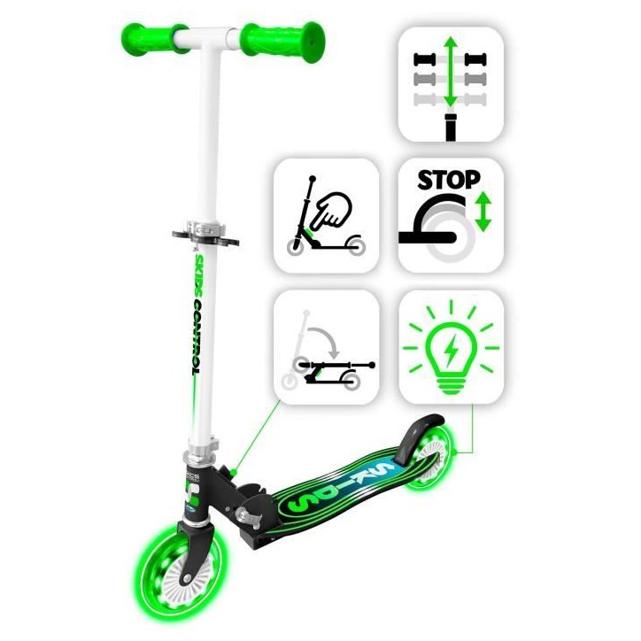STAMP Trottinette pliable SKIDS CONTROL roues lumineuses STAMP Trottinette pliable SKIDS CONTROL roues lumineuses