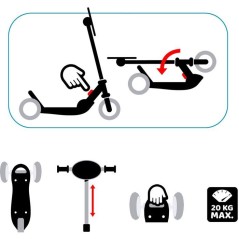 Trottinette 3 roues pliables - STAMP - Skids Control Explore - Rose