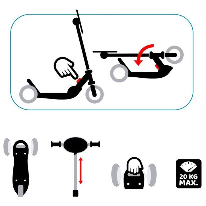Trottinette 3 roues pliables - STAMP - Skids Control Explore - Rose Trottinette 3 roues pliables - STAMP - Skids Control Explore - Rose