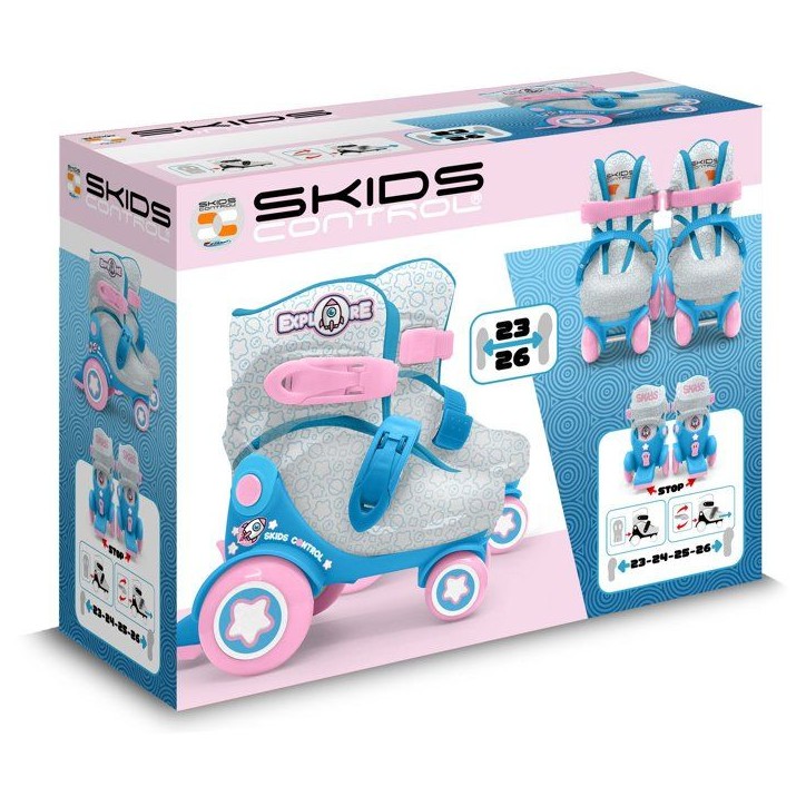 Patins ajustables - STAMP - Skids Control Explore - 4 roues - Taille 23-26 - Rose Patins ajustables - STAMP - Skids Control Explore - 4 roues - Taille 23-26 - Rose