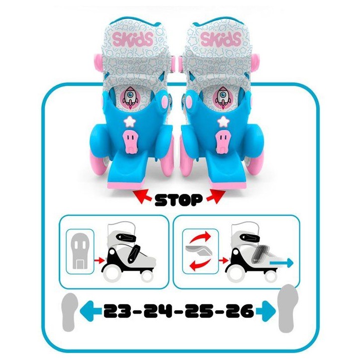 Patins ajustables - STAMP - Skids Control Explore - 4 roues - Taille 23-26 - Rose Patins ajustables - STAMP - Skids Control Explore - 4 roues - Taille 23-26 - Rose
