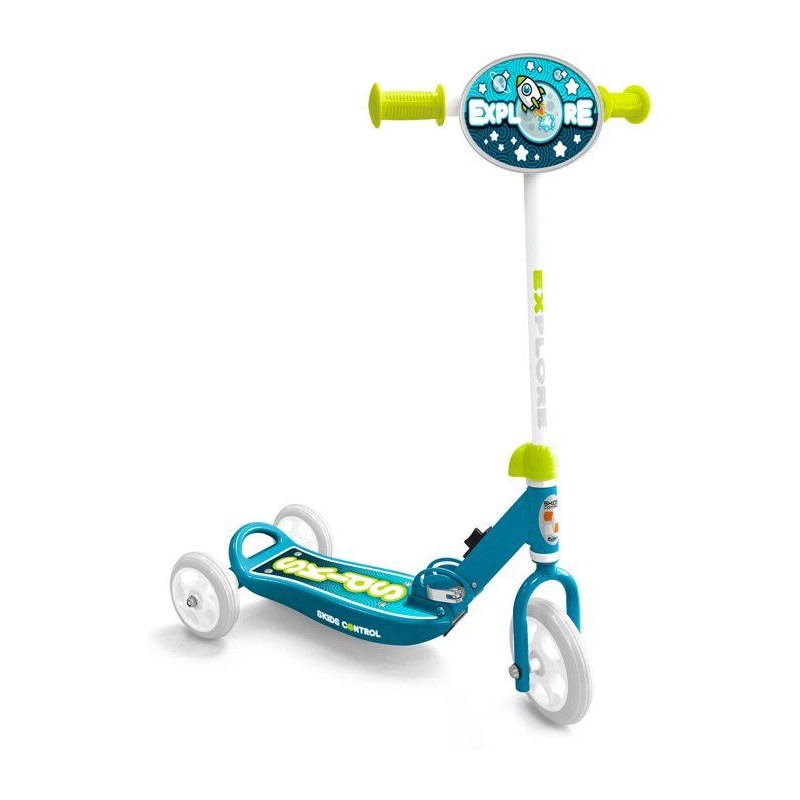 Trottinette 3 roues pliables - STAMP - Skids Control Explore - Bleu