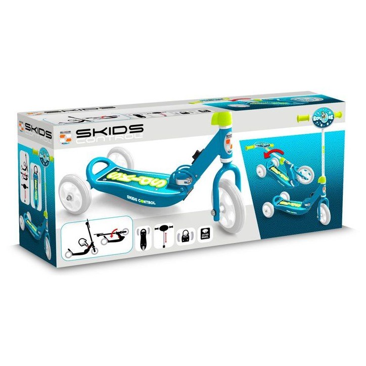 Trottinette 3 roues pliables - STAMP - Skids Control Explore - Bleu Trottinette 3 roues pliables - STAMP - Skids Control Explore - Bleu