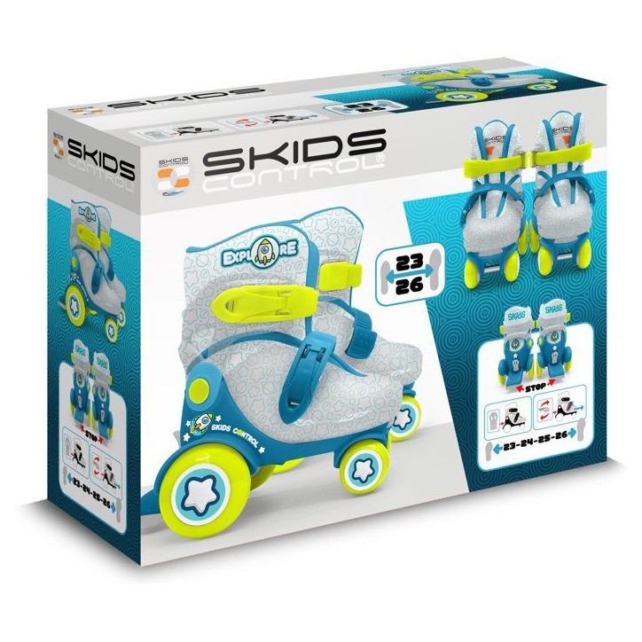 Patins ajustables - STAMP - Skids Control Explore - 4 roues - Taille 23-26 - Bleu Patins ajustables - STAMP - Skids Control Explore - 4 roues - Taille 23-26 - Bleu