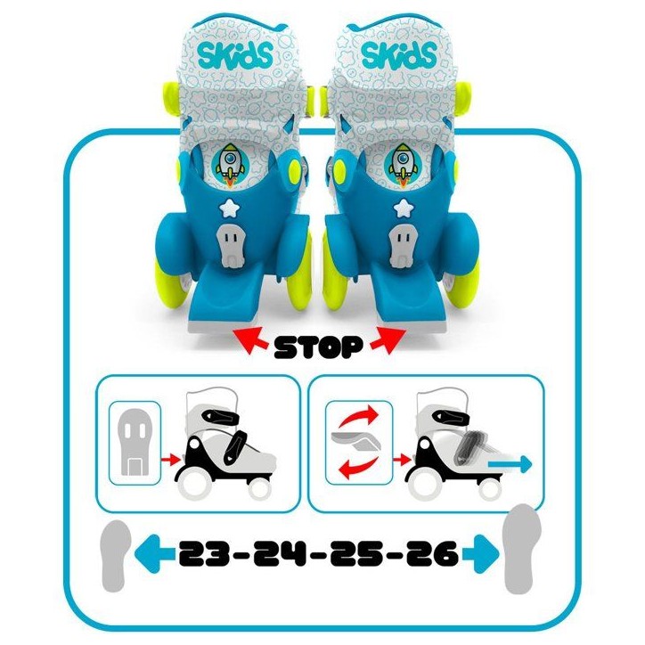Patins ajustables - STAMP - Skids Control Explore - 4 roues - Taille 23-26 - Bleu Patins ajustables - STAMP - Skids Control Explore - 4 roues - Taille 23-26 - Bleu