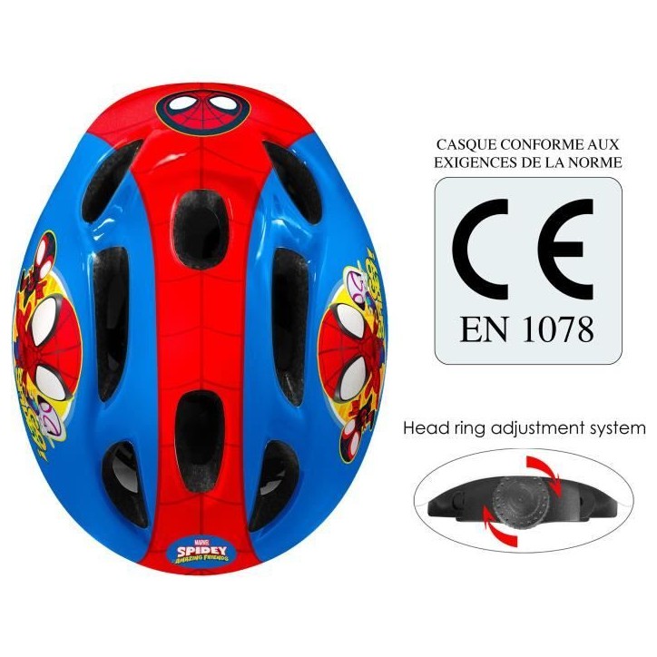 Casque de vélo STAMP - modele Spidey pour enfant garçon - tour de tete réglable et confortable Casque de vélo STAMP - modele Spidey pour enfant garçon - tour de tete réglable et confortable