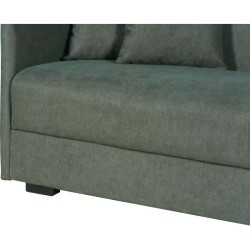 Canapé convertible 3 places - BIANCA - Tissu vert foncé - 4 coussins