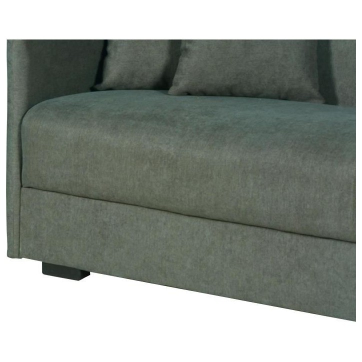 Canapé convertible 3 places - BIANCA - Tissu vert foncé - 4 coussins - Coffre de rangement - 204 x 92 x 91 cm Canapé convertible 3 places - BIANCA - Tissu vert foncé - 4 coussins - Coffre de rangement - 204 x 92 x 91 cm