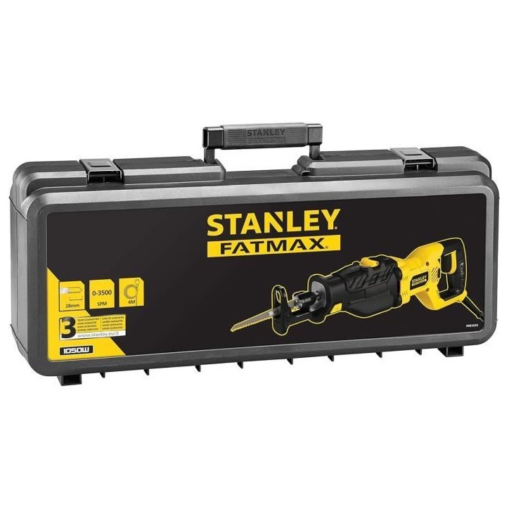 Scie sabre pendulaire Stanley FME365K Fatmax 1050W - Professionnelle - Jaune/Noir - Coupe rapide dans le bois Scie sabre pendulaire Stanley FME365K Fatmax 1050W - Professionnelle - Jaune/Noir - Coupe rapide dans le bois