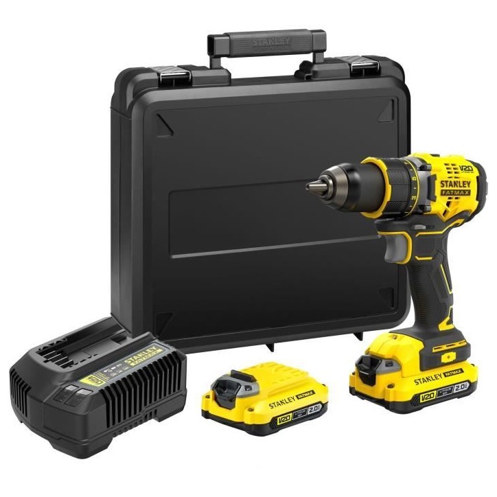 Perceuse visseuse sans fil - 18V - STANLEY FATMAX V20 - SFMCD720D2K-QW - Brushless - 80Nm - 2 batteries 2 Ah + chargeur 2 A Perceuse visseuse sans fil - 18V - STANLEY FATMAX V20 - SFMCD720D2K-QW - Brushless - 80Nm - 2 batteries 2 Ah + chargeur 2 A