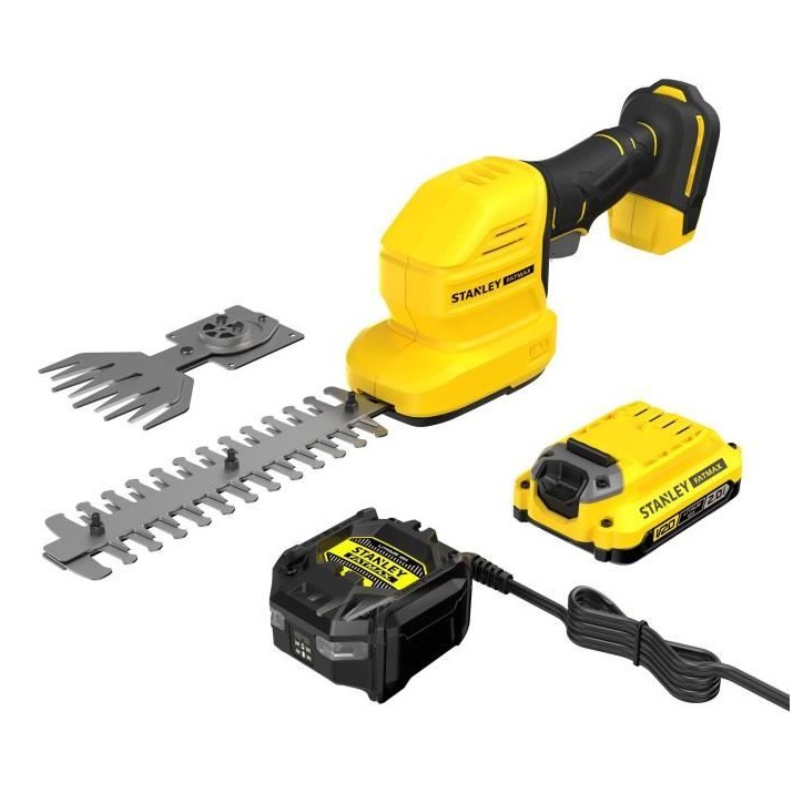 Taille-haie et cisaille a gazon sans fil + batterie 2Ah + chargeur - Stanley Fatmax - STCSS20D1-QW - 18V - Lames interchangeable Taille-haie et cisaille a gazon sans fil + batterie 2Ah + chargeur - Stanley Fatmax - STCSS20D1-QW - 18V - Lames interchangeable