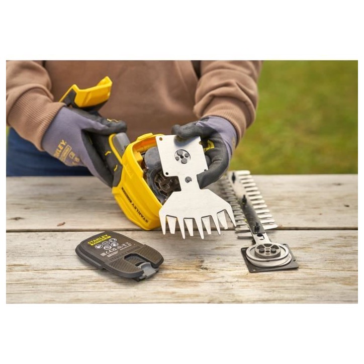 Taille-haie et cisaille a gazon sans fil + batterie 2Ah + chargeur - Stanley Fatmax - STCSS20D1-QW - 18V - Lames interchangeable Taille-haie et cisaille a gazon sans fil + batterie 2Ah + chargeur - Stanley Fatmax - STCSS20D1-QW - 18V - Lames interchangeable