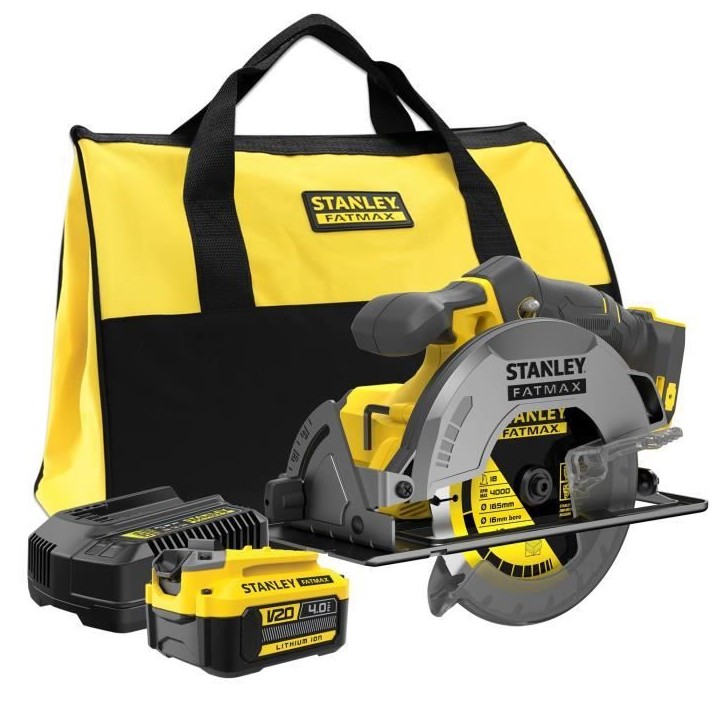 Scie circulaire sans fil - 18V - STANLEY FATMAX - SFMCS500M1S-QW - profondeur de coupe 54mm (a 90°) - batterie 4Ah + chargeur Scie circulaire sans fil - 18V - STANLEY FATMAX - SFMCS500M1S-QW - profondeur de coupe 54mm (a 90°) - batterie 4Ah + chargeur