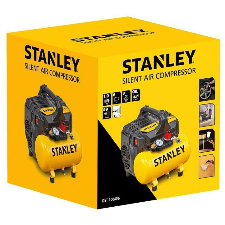 Compresseur - Horizontal - Stanley - Silencieux - 6 L - 1 HP - Silencieux Compresseur - Horizontal - Stanley - Silencieux - 6 L - 1 HP - Silencieux