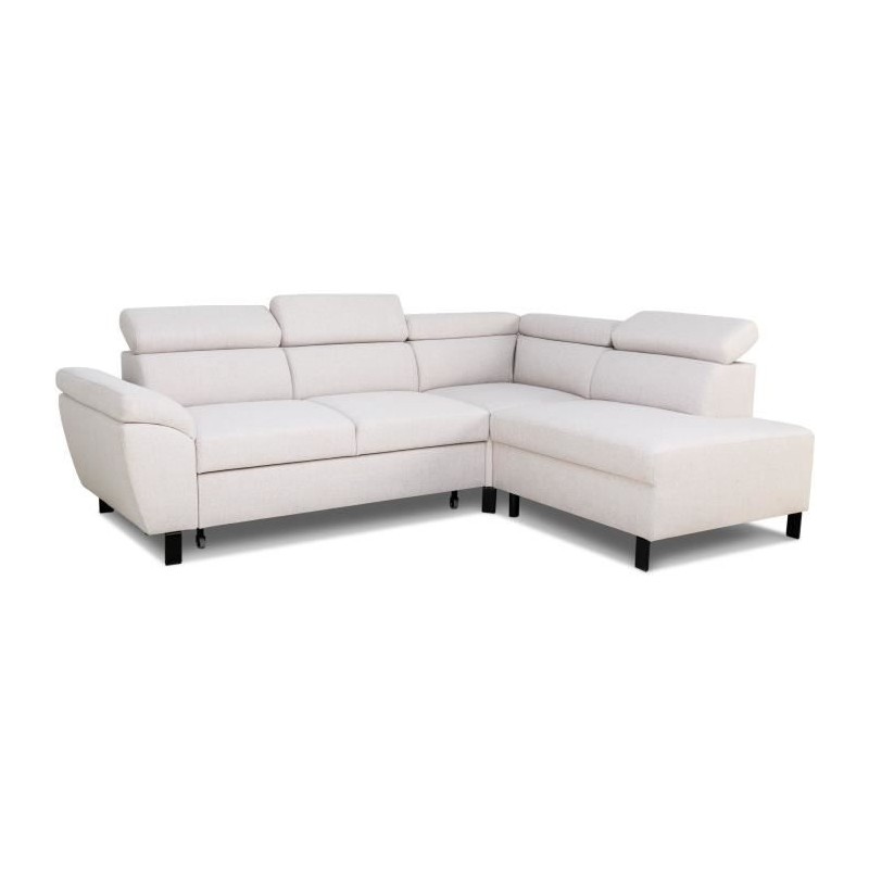 Canapé d'angle convertible - 4 personnes - STAN - Tissu Beige - 3 té