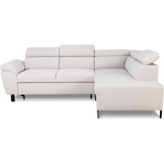Canapé d'angle convertible - 4 personnes - STAN - Tissu Beige - 3 té