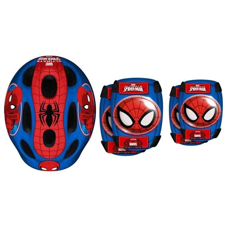 Casque + Coudieres/Genouilleres - STAMP - Spider-man - Tour de tete réglable - Coque blister - Garçon Casque + Coudieres/Genouilleres - STAMP - Spider-man - Tour de tete réglable - Coque blister - Garçon