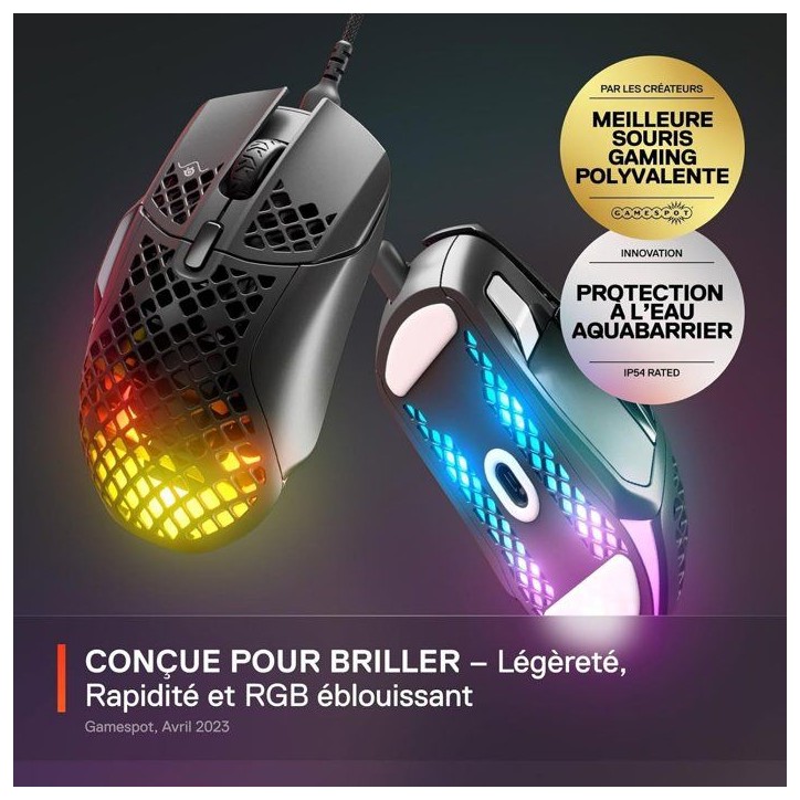 Souris gaming filaire - STEELSERIES - Aerox 5 - Noir Souris gaming filaire - STEELSERIES - Aerox 5 - Noir