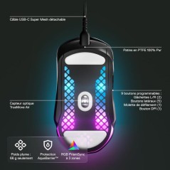 Souris gaming filaire - STEELSERIES - Aerox 5 - Noir