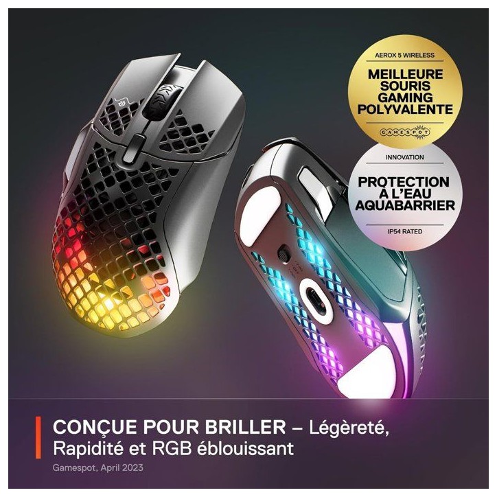 Souris gaming sans fil - STEELSERIES - Aerox 5 - Noir Souris gaming sans fil - STEELSERIES - Aerox 5 - Noir