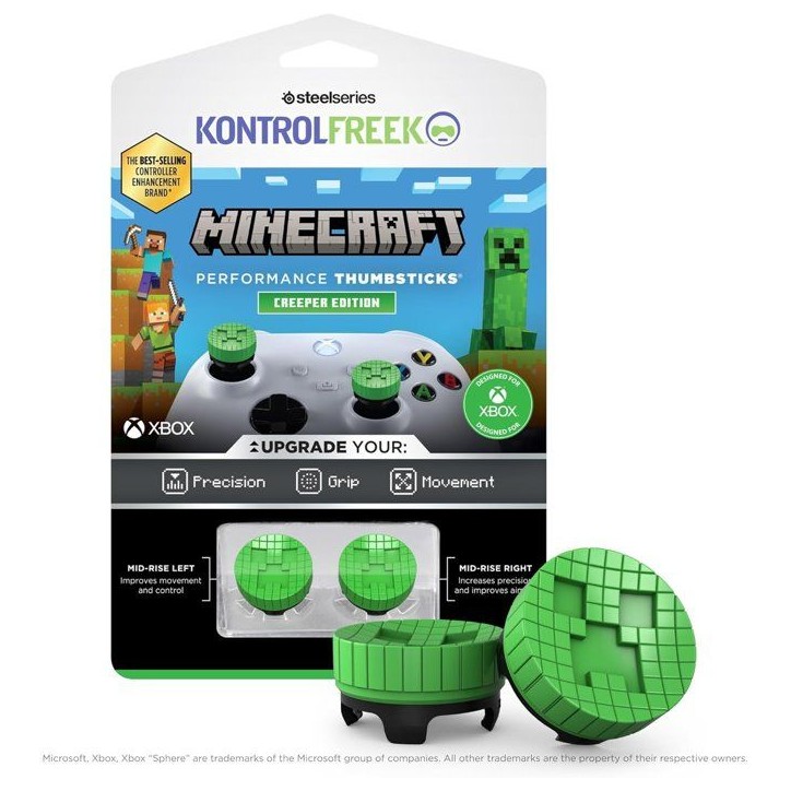 Pack de 2 Minecraft Performance Thumbsticks - STEELSERIES - KontrolFreek - Creeper Edtion - Manettes Xbox Series&Xbox One - Vert