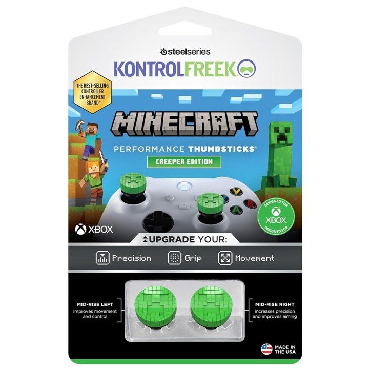 Pack de 2 Minecraft Performance Thumbsticks - STEELSERIES - KontrolFreek - Creeper Edtion - Manettes Xbox Series&Xbox One - Vert