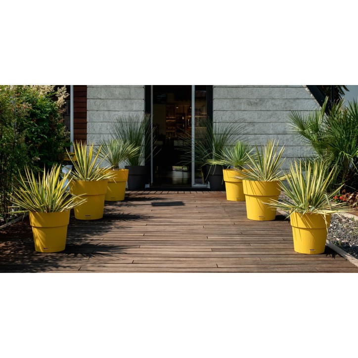 STEFANPLAST Pot de fleur ETHICA - 2 L - 40 x h39 cm - Avec réserve d'eau - Moutarde STEFANPLAST Pot de fleur ETHICA - 2 L - 40 x h39 cm - Avec réserve d'eau - Moutarde