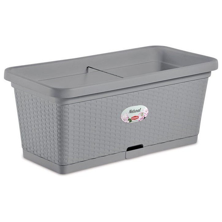 STEFANPLAST Bac a fleur NATURAL - 66 L - 80x40x34h cm - Gris pierre STEFANPLAST Bac a fleur NATURAL - 66 L - 80x40x34h cm - Gris pierre