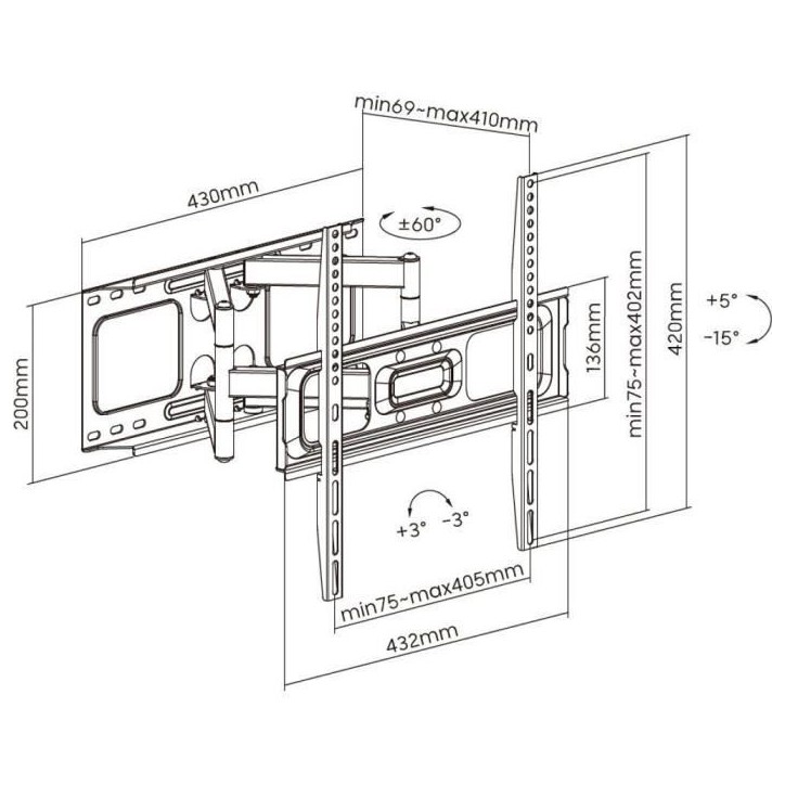 Support mobile pour téléviseur 32 - 70 - Stell - SHO 5610 Support mobile pour téléviseur 32 - 70 - Stell - SHO 5610