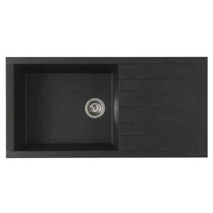 STRADOUR Evier a encastrer CUBE, en SMC NOIR PAILLETE - 06, 1 bac, dim. 100 * 50 cm, vidage manuel STRADOUR Evier a encastrer CUBE, en SMC NOIR PAILLETE - 06, 1 bac, dim. 100 * 50 cm, vidage manuel