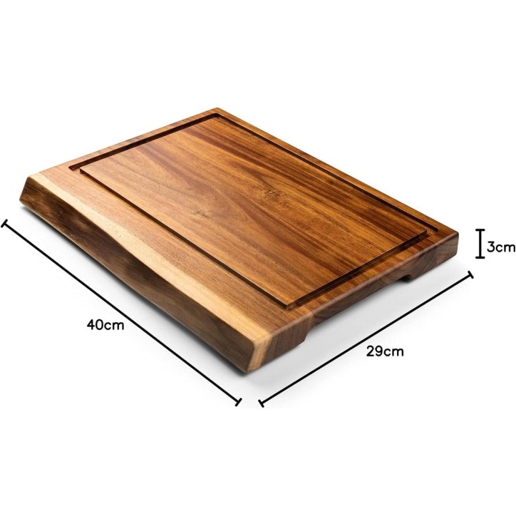 Planche a découper Anti-dérapante - STYLE DE VIE - Acacia - Avec gouttiere et poignée - 40 x 29 x 3 cm Planche a découper Anti-dérapante - STYLE DE VIE - Acacia - Avec gouttiere et poignée - 40 x 29 x 3 cm