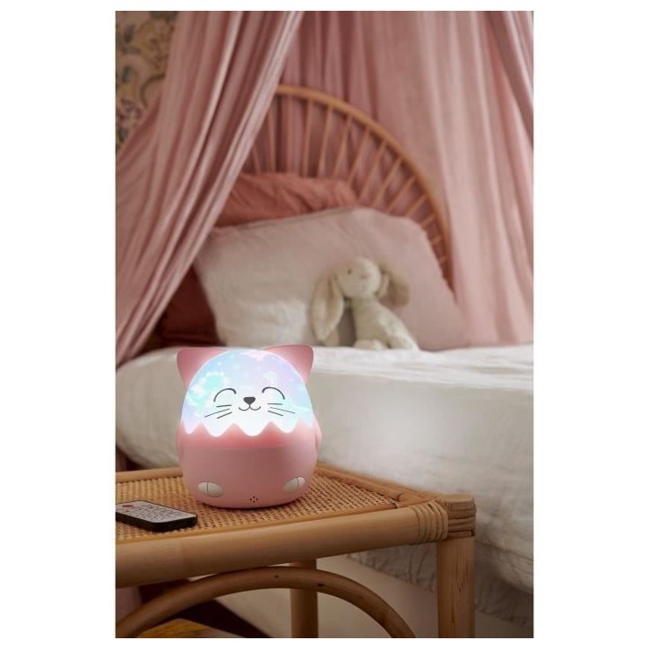 Veilleuse musicale sans fil - BIGBEN - Chat - Projection 360° - 13 films - 8 mélodies - Télécommande - Batterie USB-C Veilleuse musicale sans fil - BIGBEN - Chat - Projection 360° - 13 films - 8 mélodies - Télécommande - Batterie USB-C