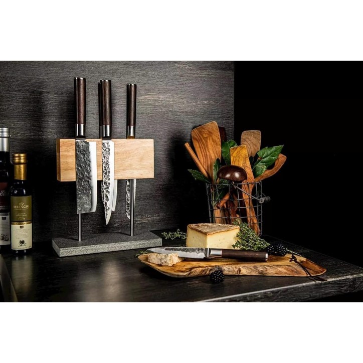 Porte couteaux magnétique - STYLE DE VIE - Chene - Socle en pierre naturelle - 30 x 14,5 x 16,5 cm Porte couteaux magnétique - STYLE DE VIE - Chene - Socle en pierre naturelle - 30 x 14,5 x 16,5 cm