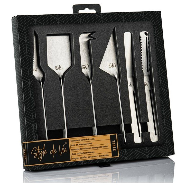 Coffret couteaux a fromages et beurre - STYLE DE VIE - Acier inoxydable - 6 pieces - Argent Coffret couteaux a fromages et beurre - STYLE DE VIE - Acier inoxydable - 6 pieces - Argent