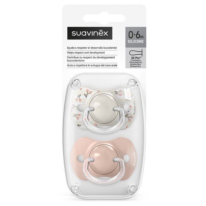 Lot de 2 sucettes symétriques - SUAVINEX - Birdies - SX Pro - 0 a 6 mois - Rose Lot de 2 sucettes symétriques - SUAVINEX - Birdies - SX Pro - 0 a 6 mois - Rose