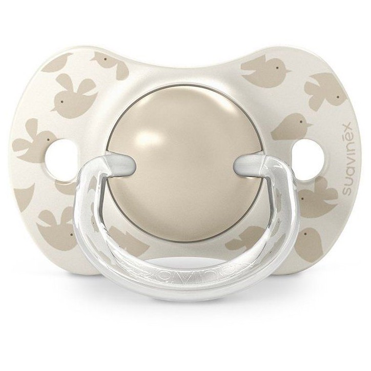 Lot de 2 sucettes symétriques - SUAVINEX - Birdies - SX Pro - 6 a 18 mois - Beige
